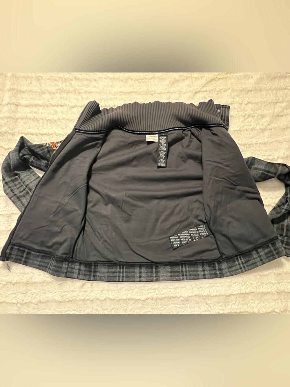 Vintage Harley-Davidson Woman’s Small, gray plaid cropped jacket, Y2K, excellent - Picture 8 of 16